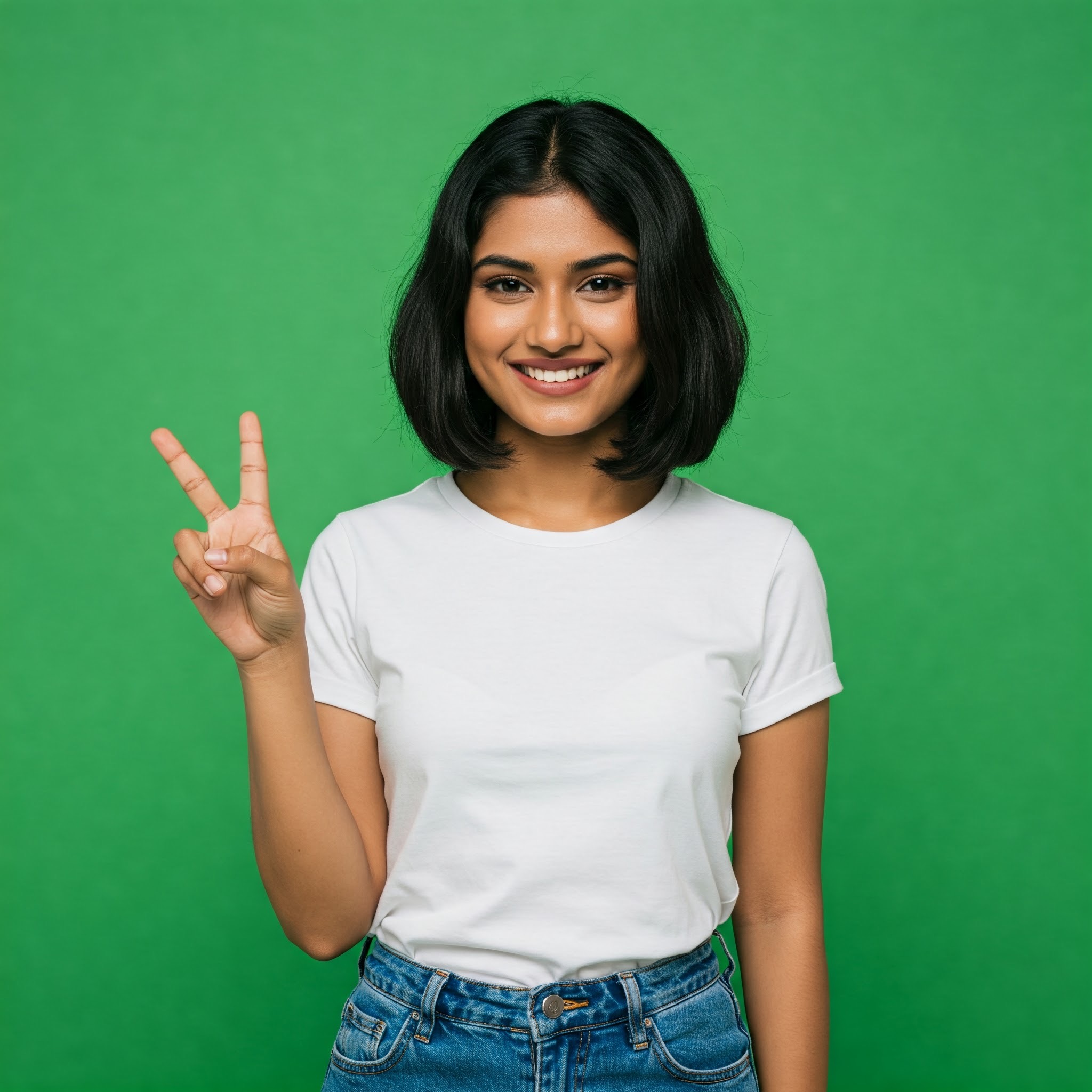 photo of Smiling Woman Showing Peace Sign